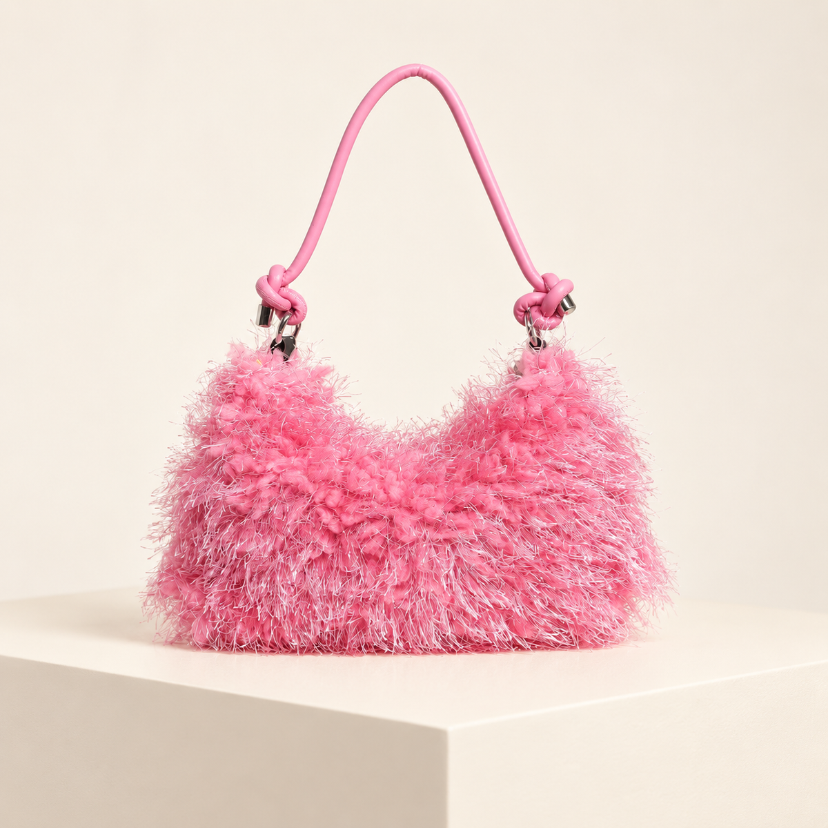 Noirelle Fluffy Shoulder Bag — ivory studio gallery photograph