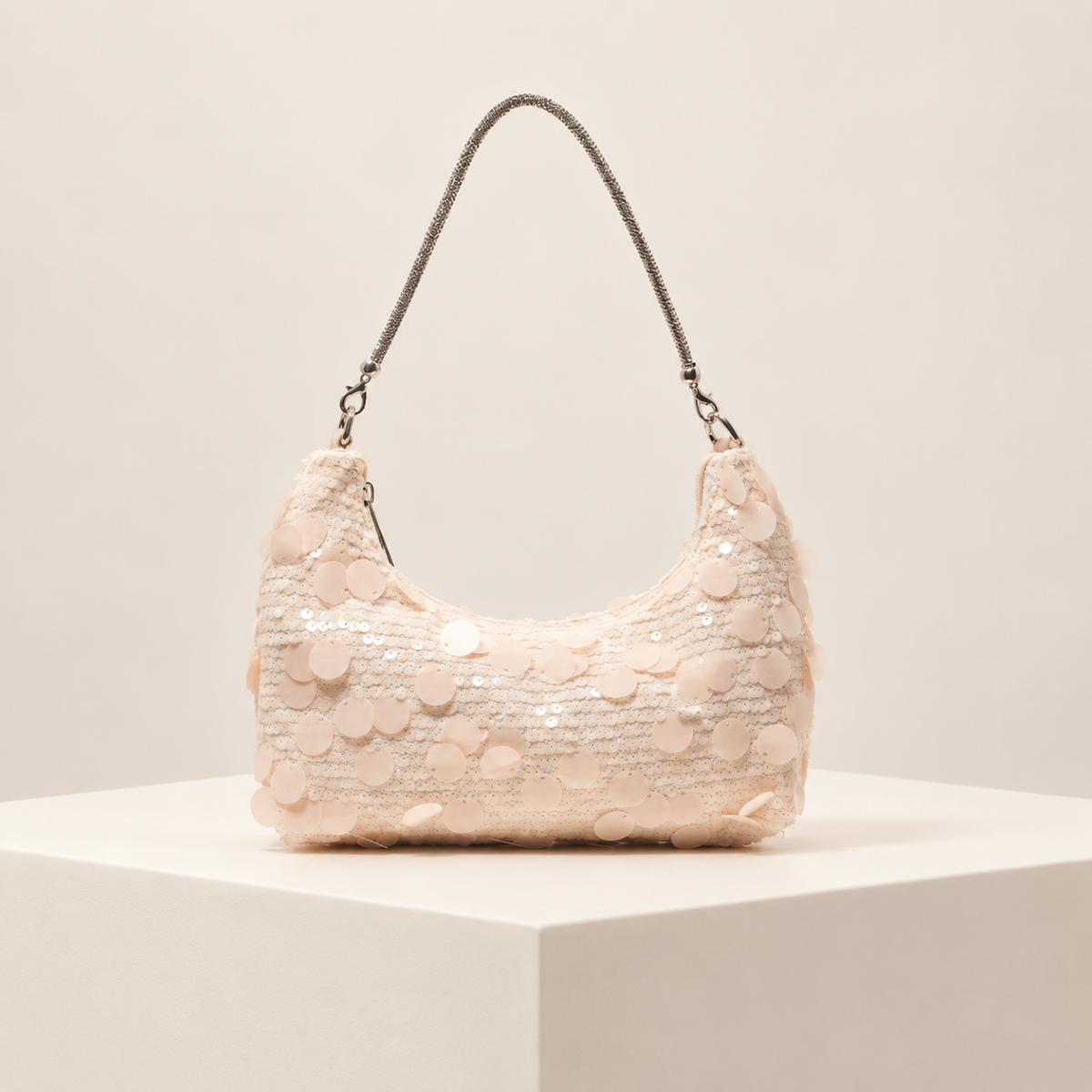 Seraphine Sequin Shoulder Bag — ivory studio gallery photograph