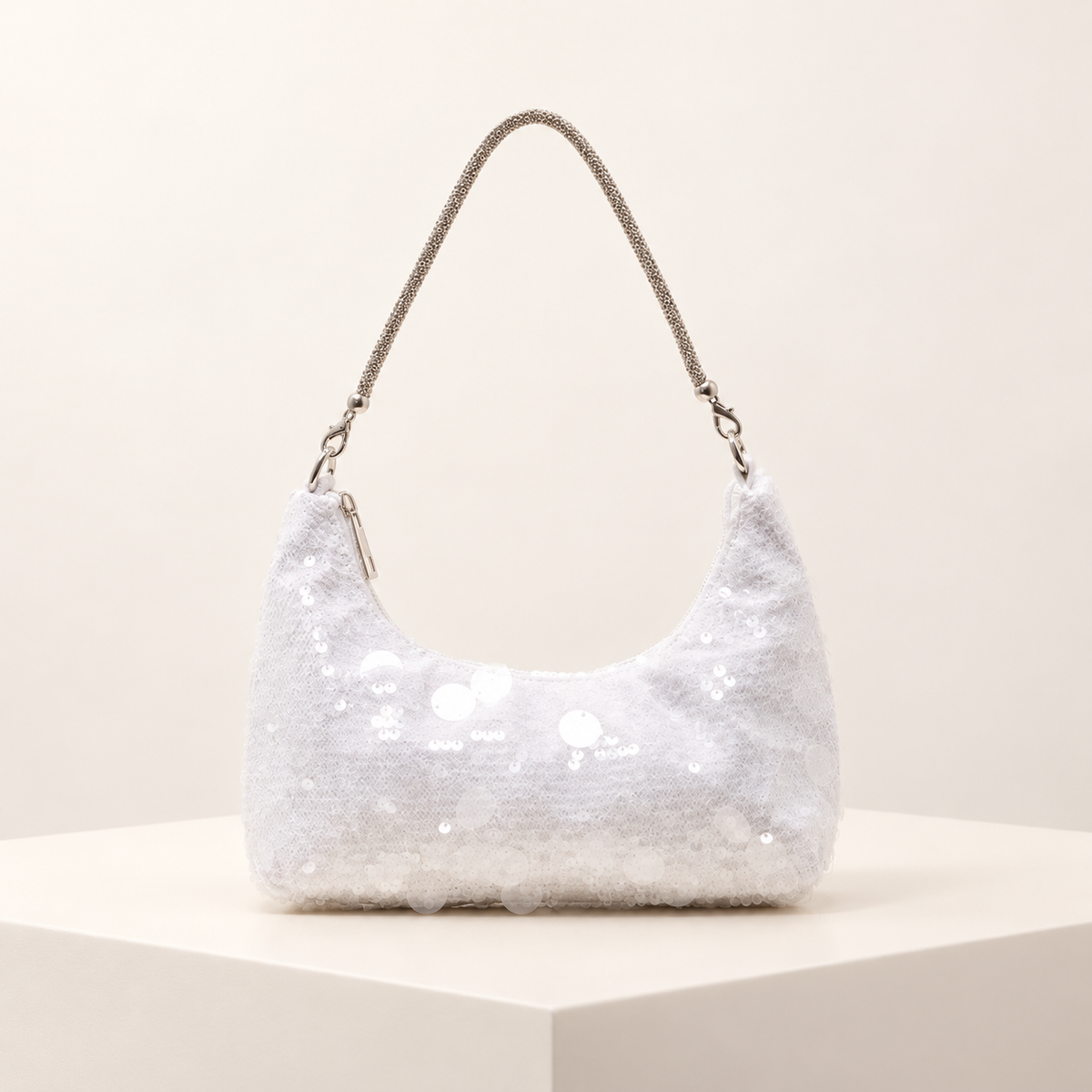 Seraphine Sequin Shoulder Bag — ivory studio gallery photograph