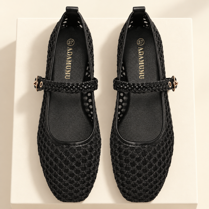 Elowyn Braided Mary Jane Flats — ivory studio gallery photograph