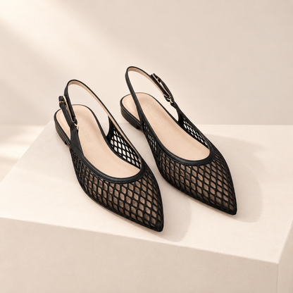 Serelle Pointed-Toe Slingback Flats — studio product photograph