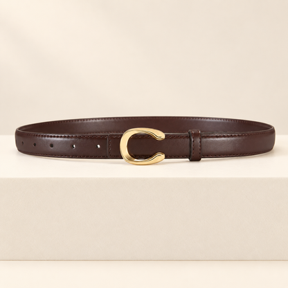 Céliane Letter Buckle Belt — ivory studio gallery photograph