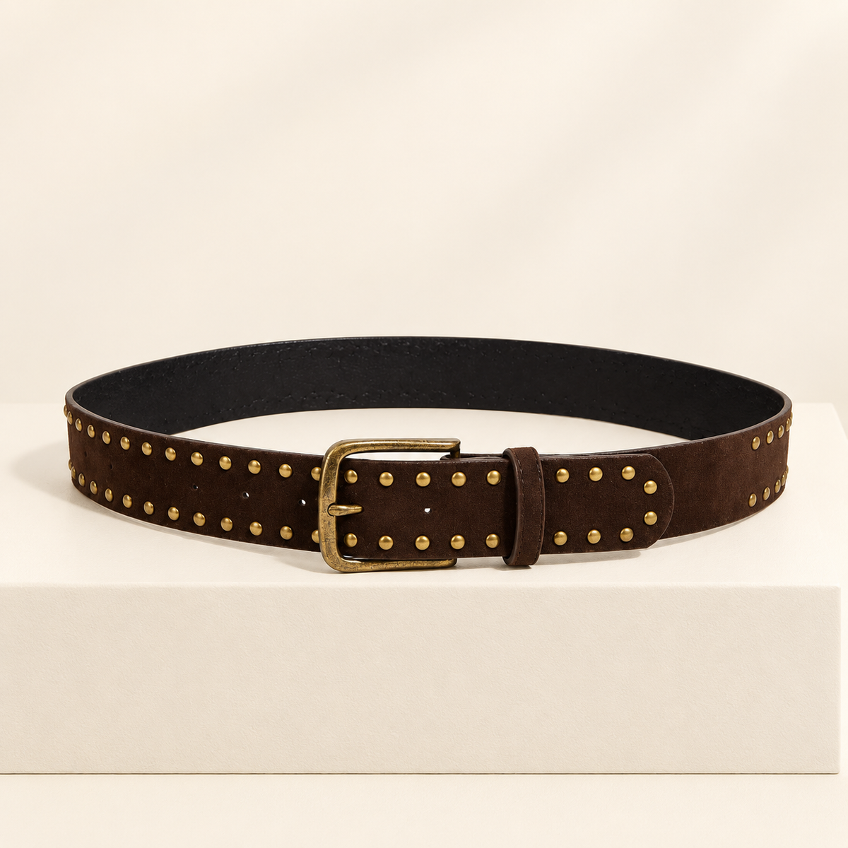 Virelle Studded Wide Waist Belt — ivory studio gallery photograph