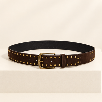 Virelle Studded Wide Waist Belt — ivory studio gallery photograph