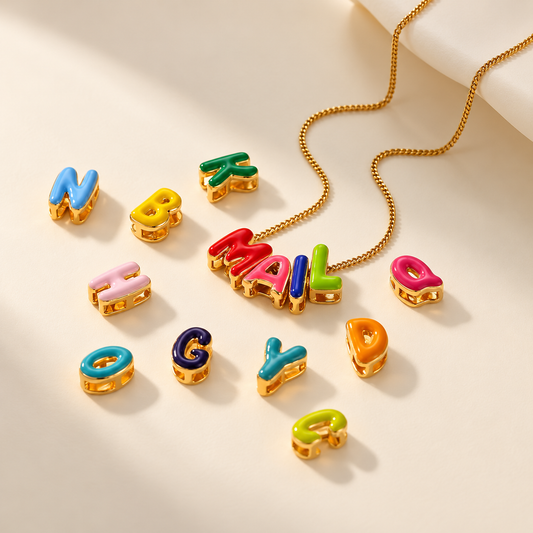 Chromelle Custom Bubble Name Necklace – Personalised 304 Stainless Steel Chain – Saint & Rose