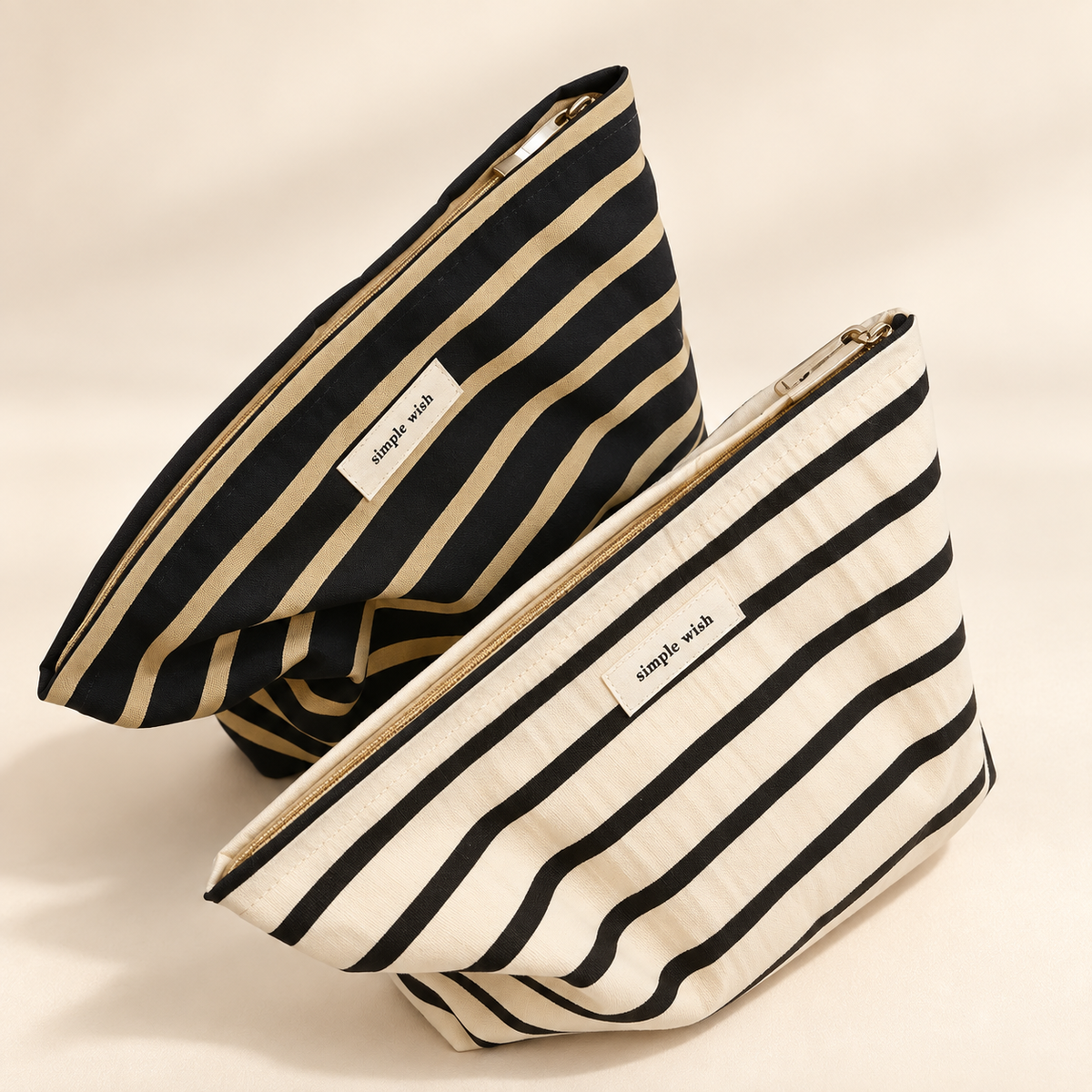 Maribel Striped Canvas Cosmetic Bag – Women’s Makeup & Toiletry Organiser – Saint & Rose
