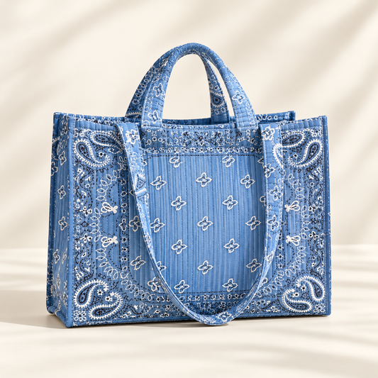 Bandelle Paisley Quilted Tote Bag – Women’s Large Casual Shoulder Handbag – Saint & Rose