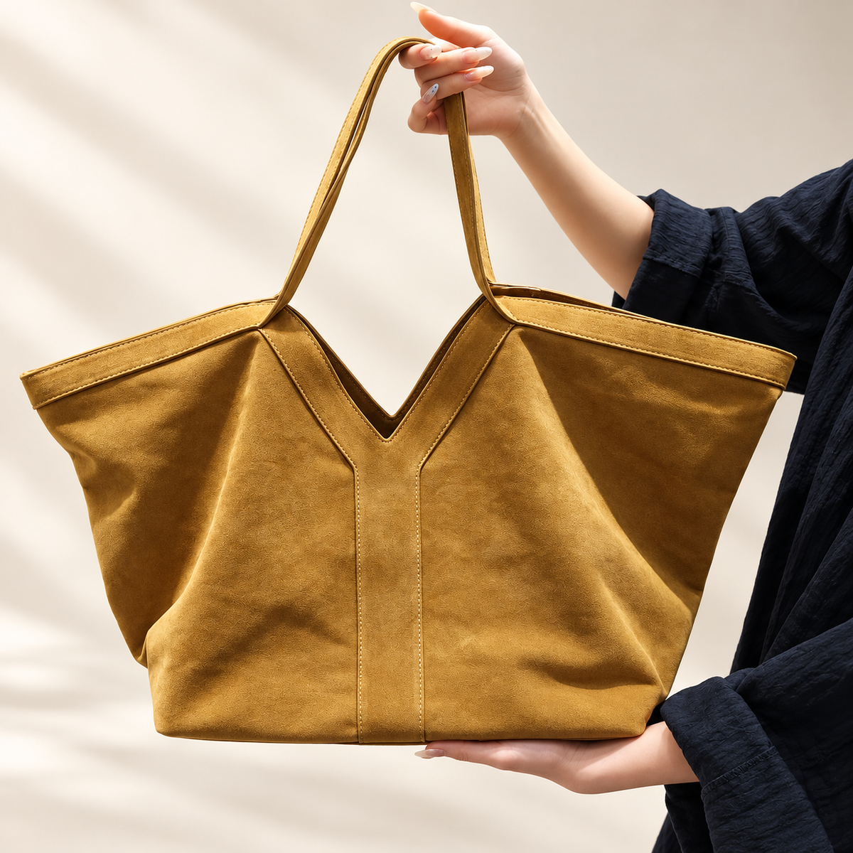 Sorelia Frosted Faux Suede Oversized Tote Bag – Women’s Large Capacity Shoulder Handbag – Saint & Rose