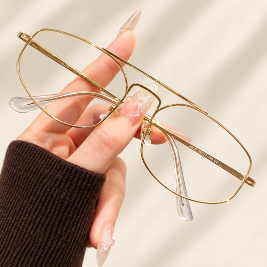 Aviore Titanium Pilot Eyeglasses Frame – Unisex Double-Bridge Optical Glasses – Saint & Rose