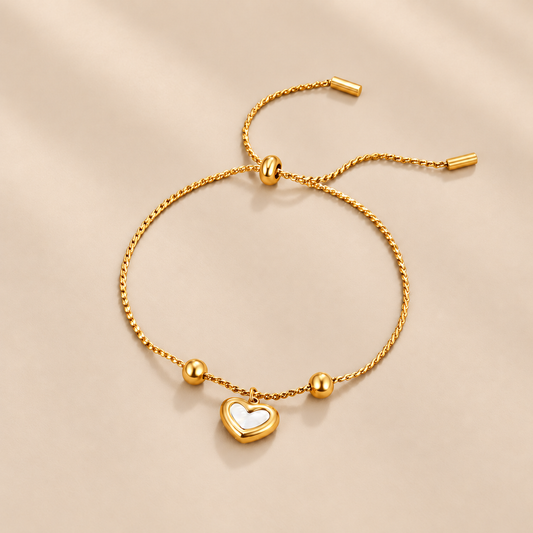 Forever Love Heart Bracelet — warm beige studio background