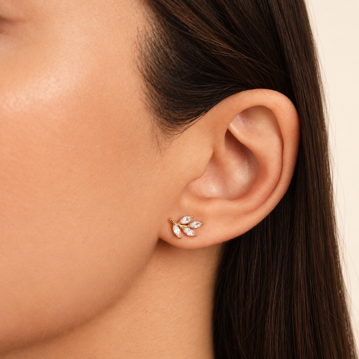 Crystal Leaf Stud Earrings