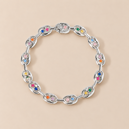 Anaïs Silver-Tone Link Bracelet — warm beige studio background