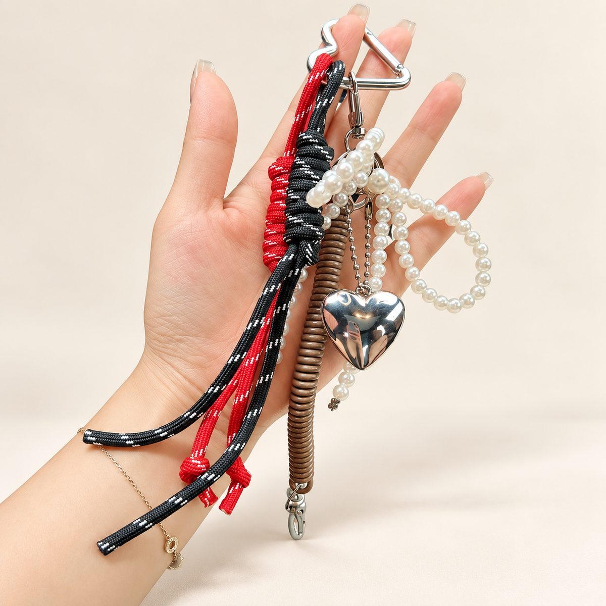 RallyKnot Baseball Rope Bag Charm — Blackred