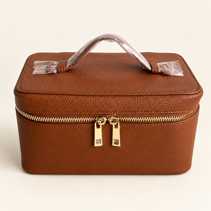 Bellavie Personalised Travel Cosmetic Case — Pebble tan / 21.5x11.5x13cm