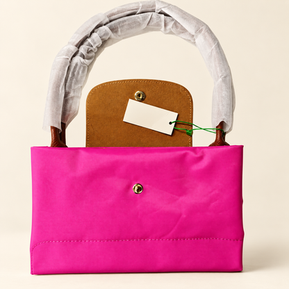 Amelisse Foldable Nylon Tote Bag — Barbie pink / 46cmX14cmX31cm