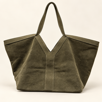 Sorelia Frosted Faux Suede Oversized Tote Bag — Green