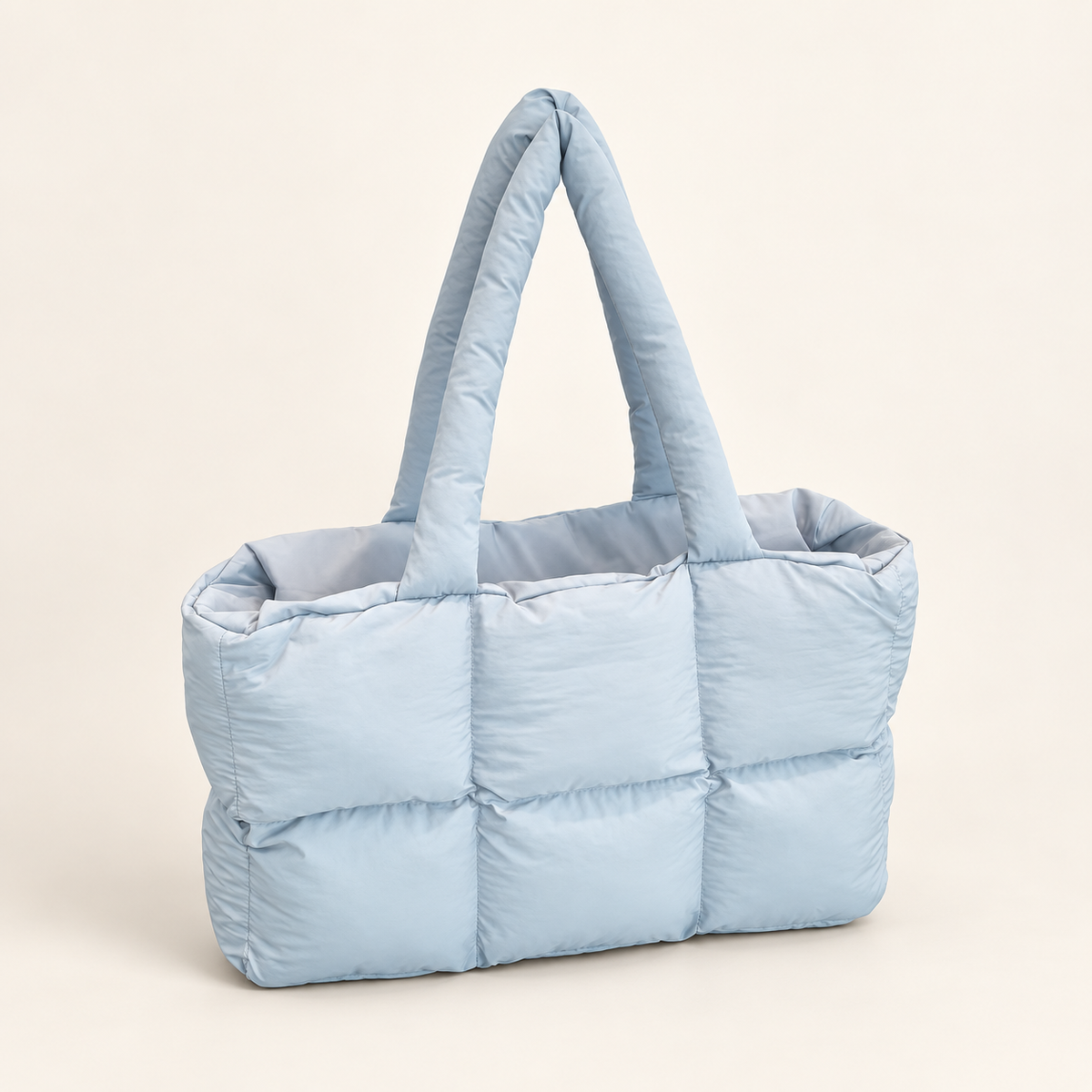 Tessavie Quilted Checkered Tote Bag — Blue / 25X39X13cm