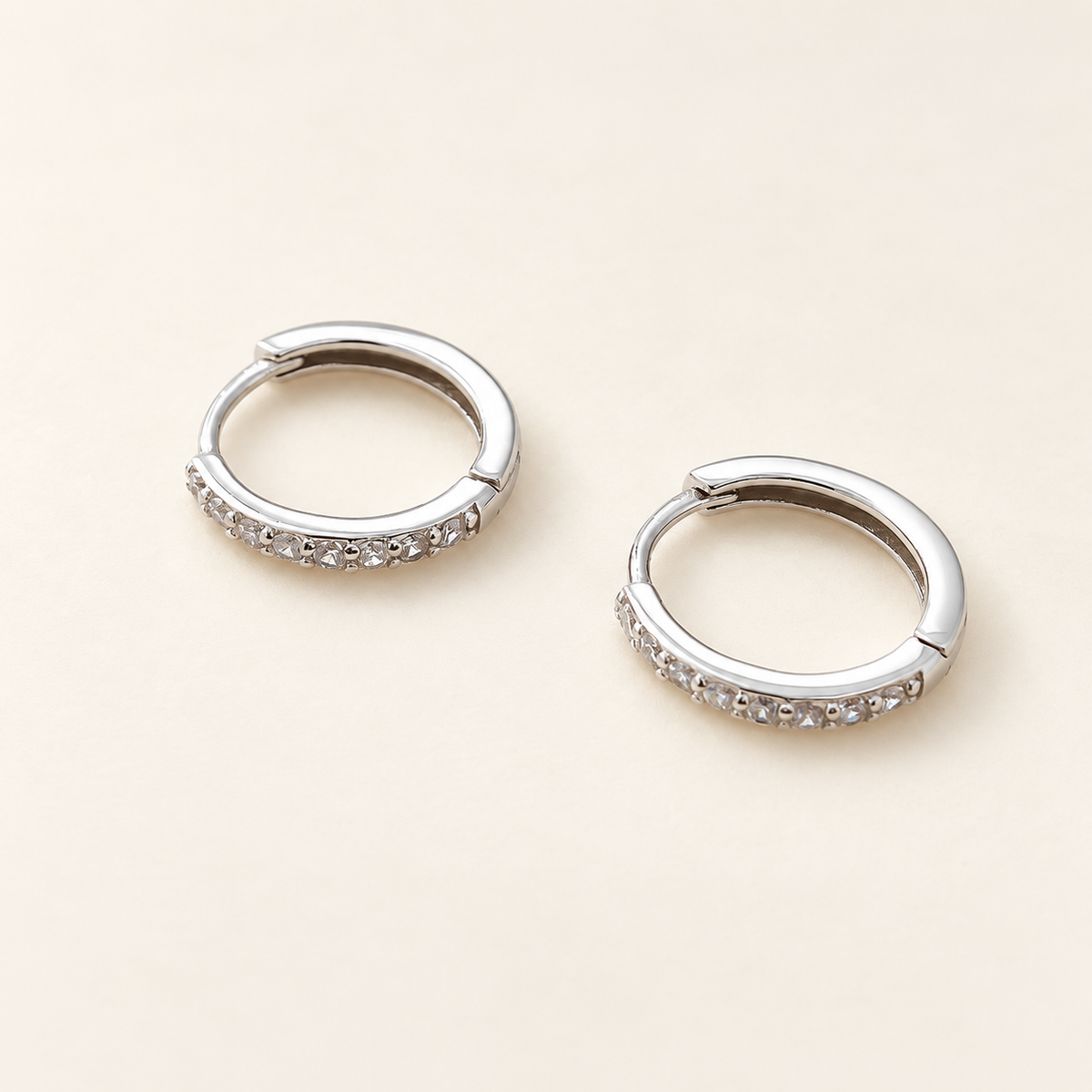 Lumielle Crystal Mini Hoop Earrings — Silver White 6MM