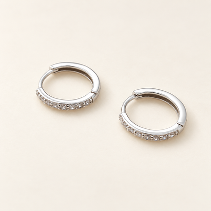 Lumielle Crystal Mini Hoop Earrings — Silver White 6MM