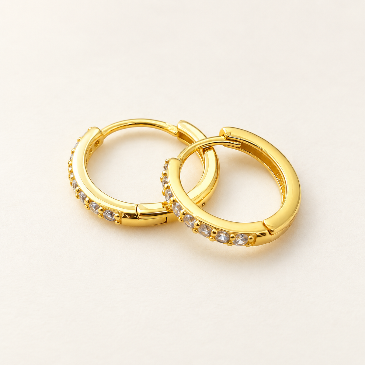 Lumielle Crystal Mini Hoop Earrings — Gold White 6MM