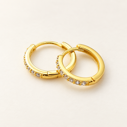 Lumielle Crystal Mini Hoop Earrings — Gold White 6MM