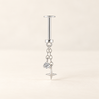 Elarisse 925 Sterling Silver Zircon Chain Stud — 22-Silver