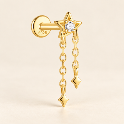 Elarisse 925 Sterling Silver Zircon Chain Stud — 24