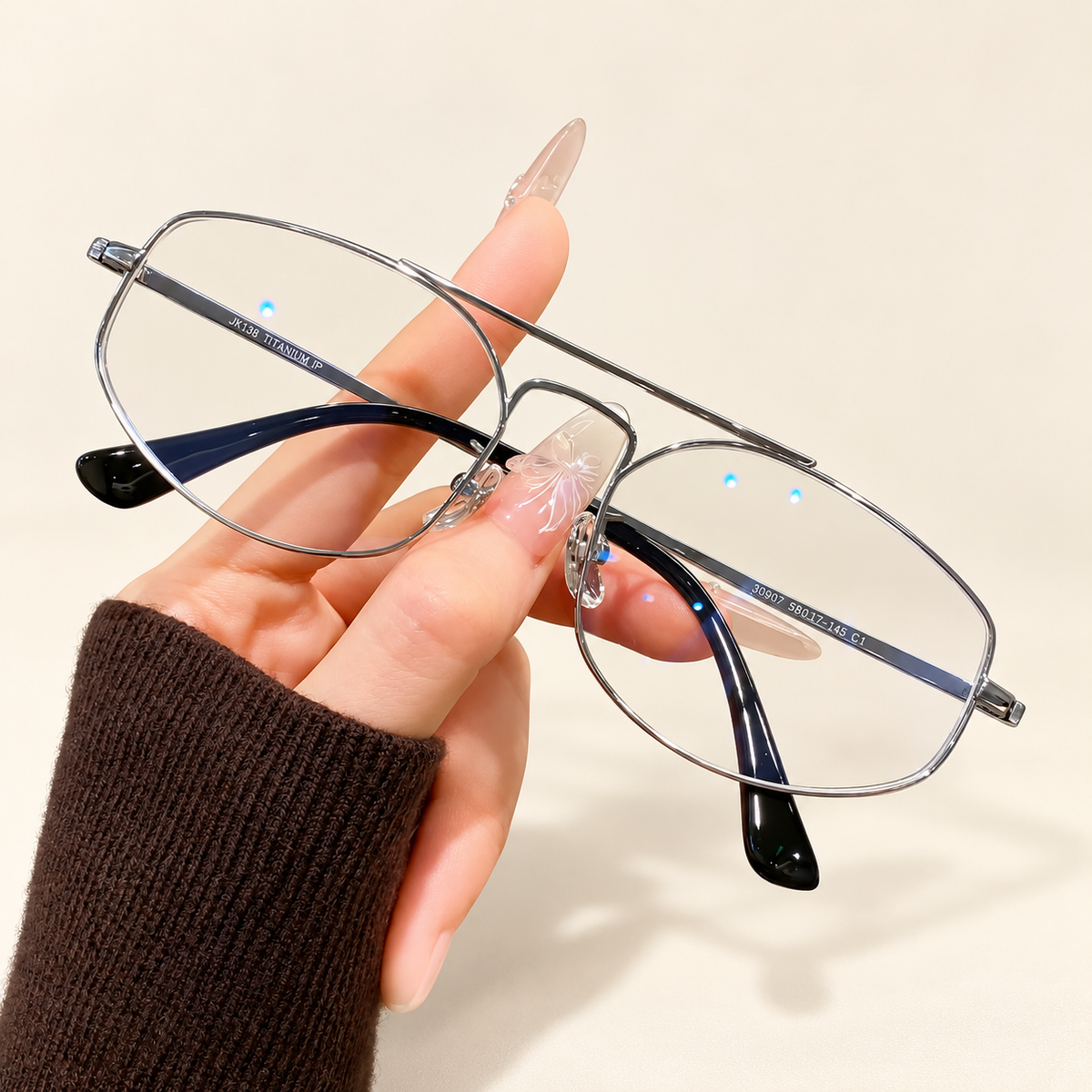 Aviore Titanium Pilot Eyeglasses Frame — Silver