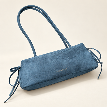 Bellavie Bow Square Shoulder Bag — Blue