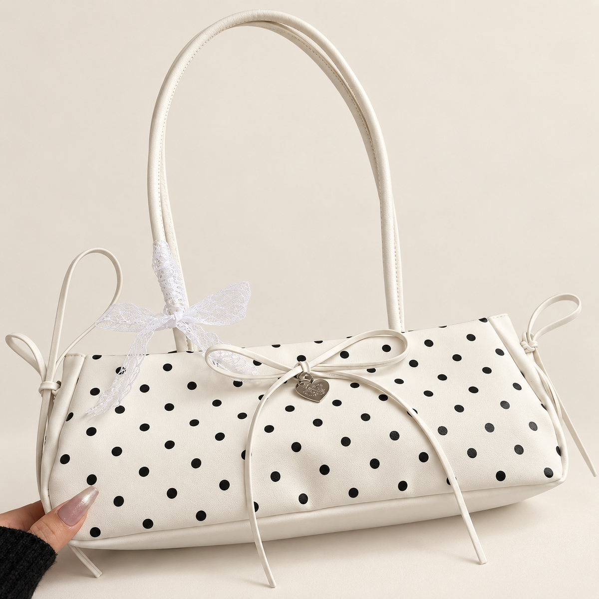 Bellavie Bow Square Shoulder Bag — White 2