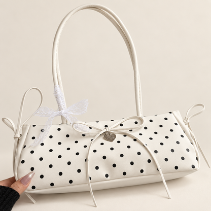 Bellavie Bow Square Shoulder Bag — White 2