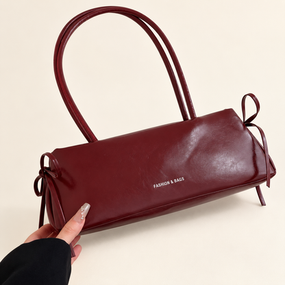Bellavie Bow Square Shoulder Bag — Burgundy