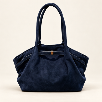 Mirevane Flower Detail Shoulder Tote — Blue