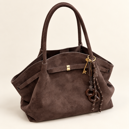 Mirevane Flower Detail Shoulder Tote — Coffee Brown 3