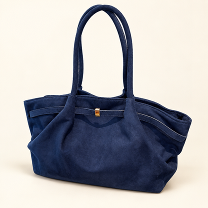 Mirevane Flower Detail Shoulder Tote — Blue 2
