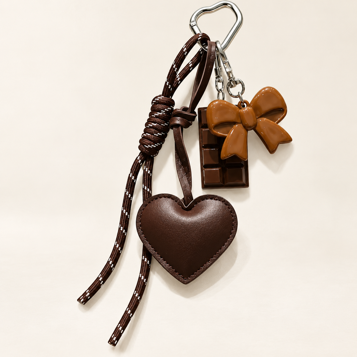 ChocoAmour Heart Bag Charm — Coffee