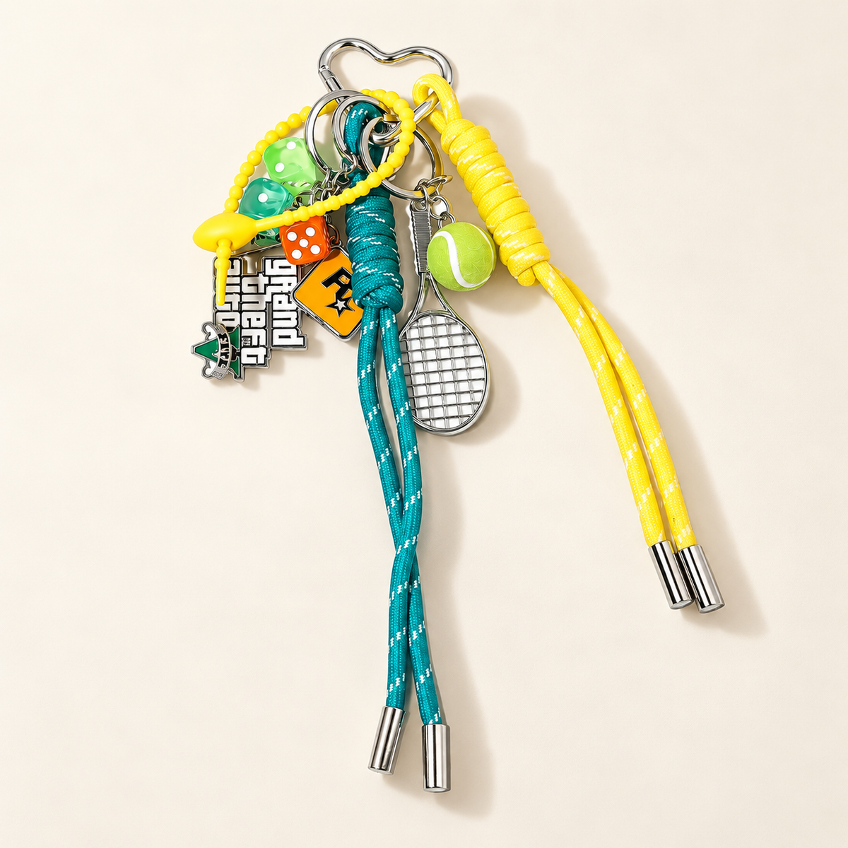 KnotPop Multi-Charm Woven Rope Keychain — C