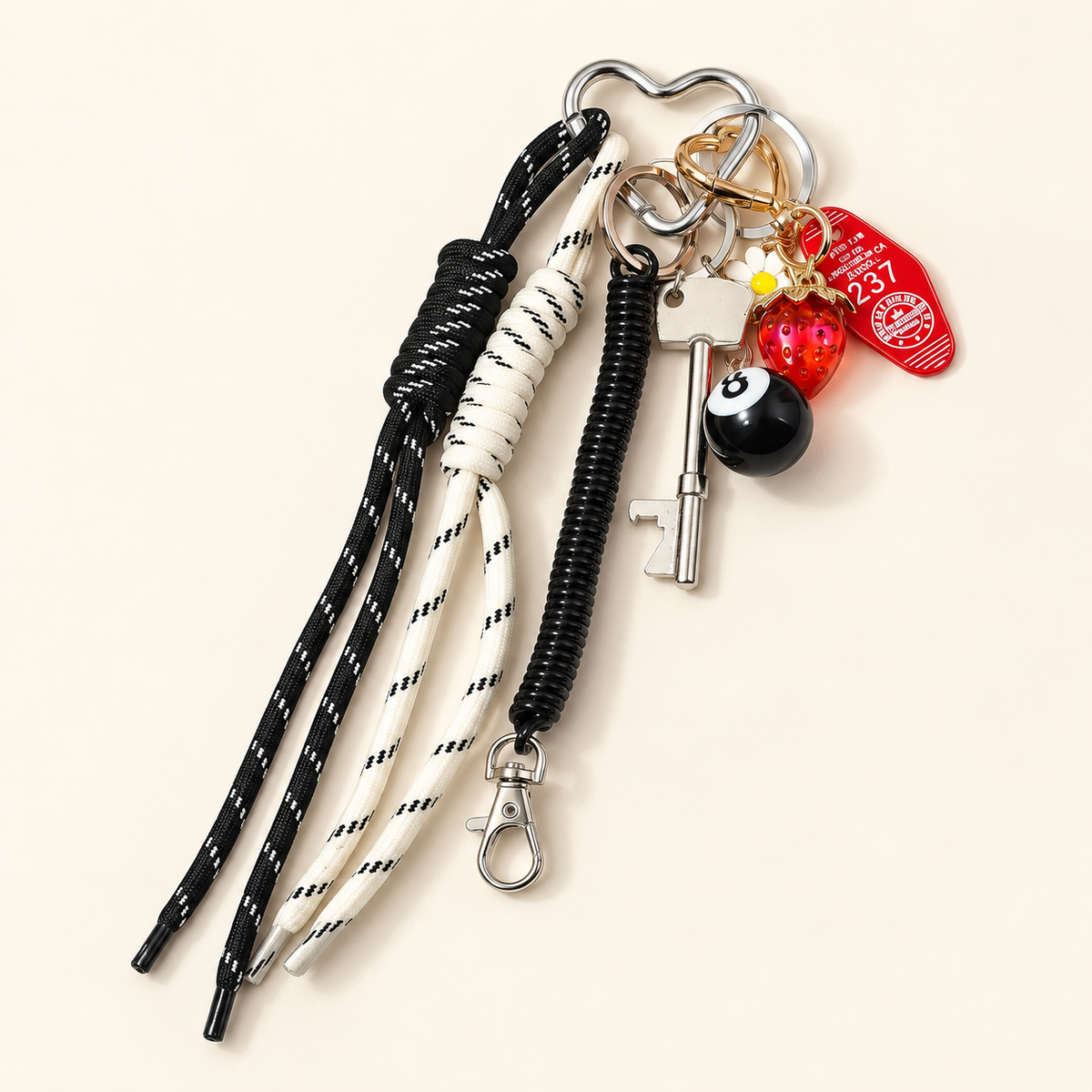KnotPop Multi-Charm Woven Rope Keychain — D