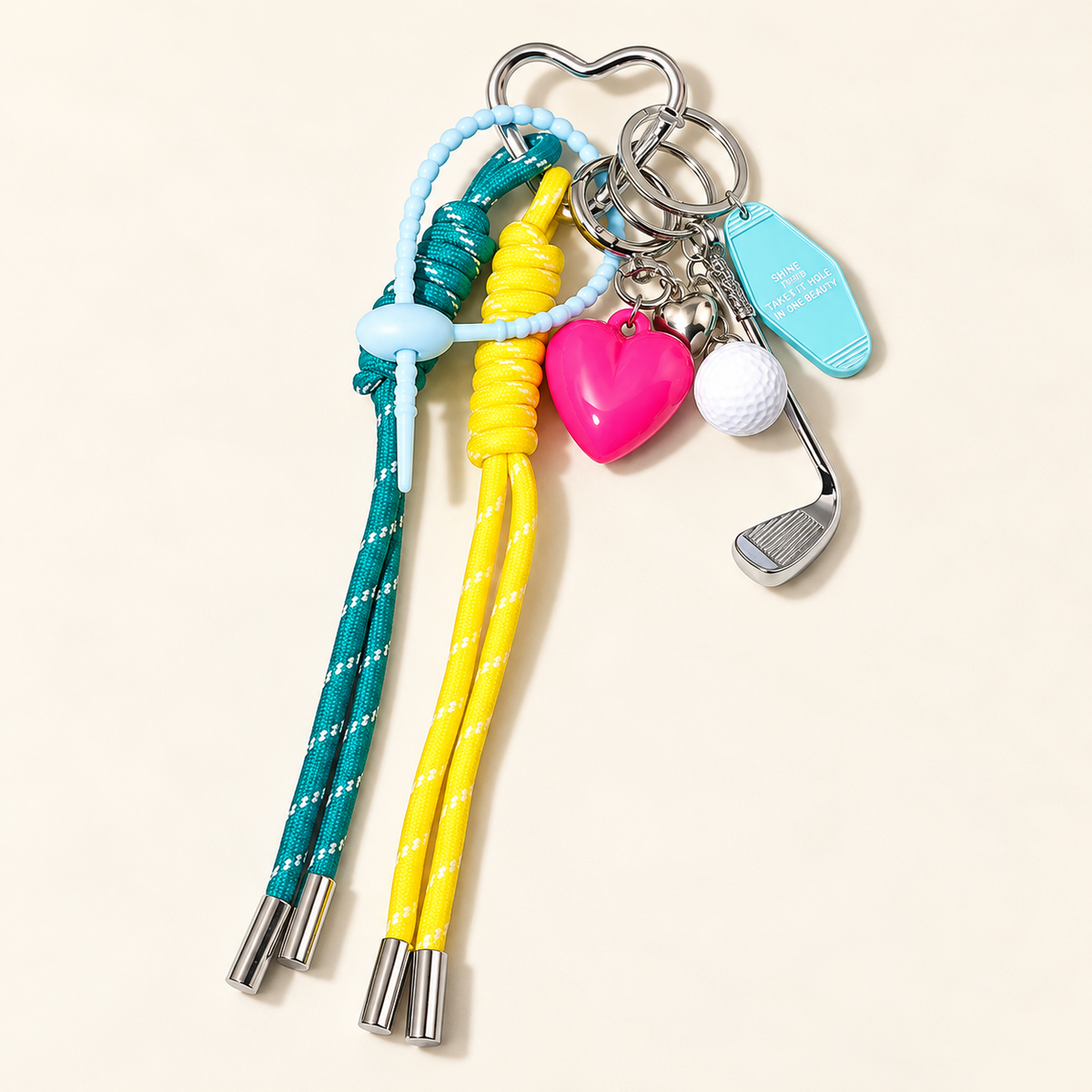 KnotPop Multi-Charm Woven Rope Keychain — E