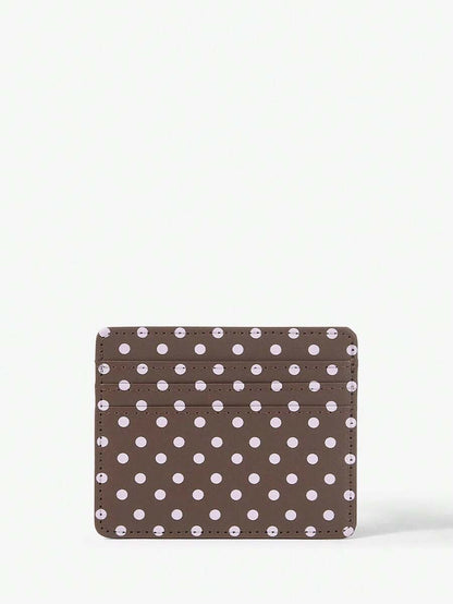 Dottie Coffee Polka Dot Card Holder – Slim PU Card Wallet — Card-slot face