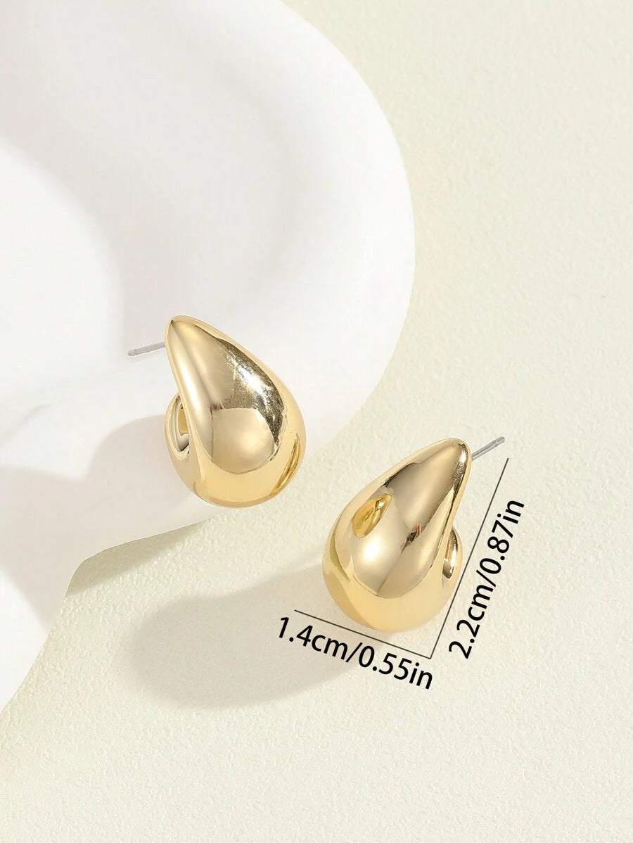 Goutte Gold-Tone Teardrop Stud Earrings – Sculpted Everyday Pair — Supplier dimensions