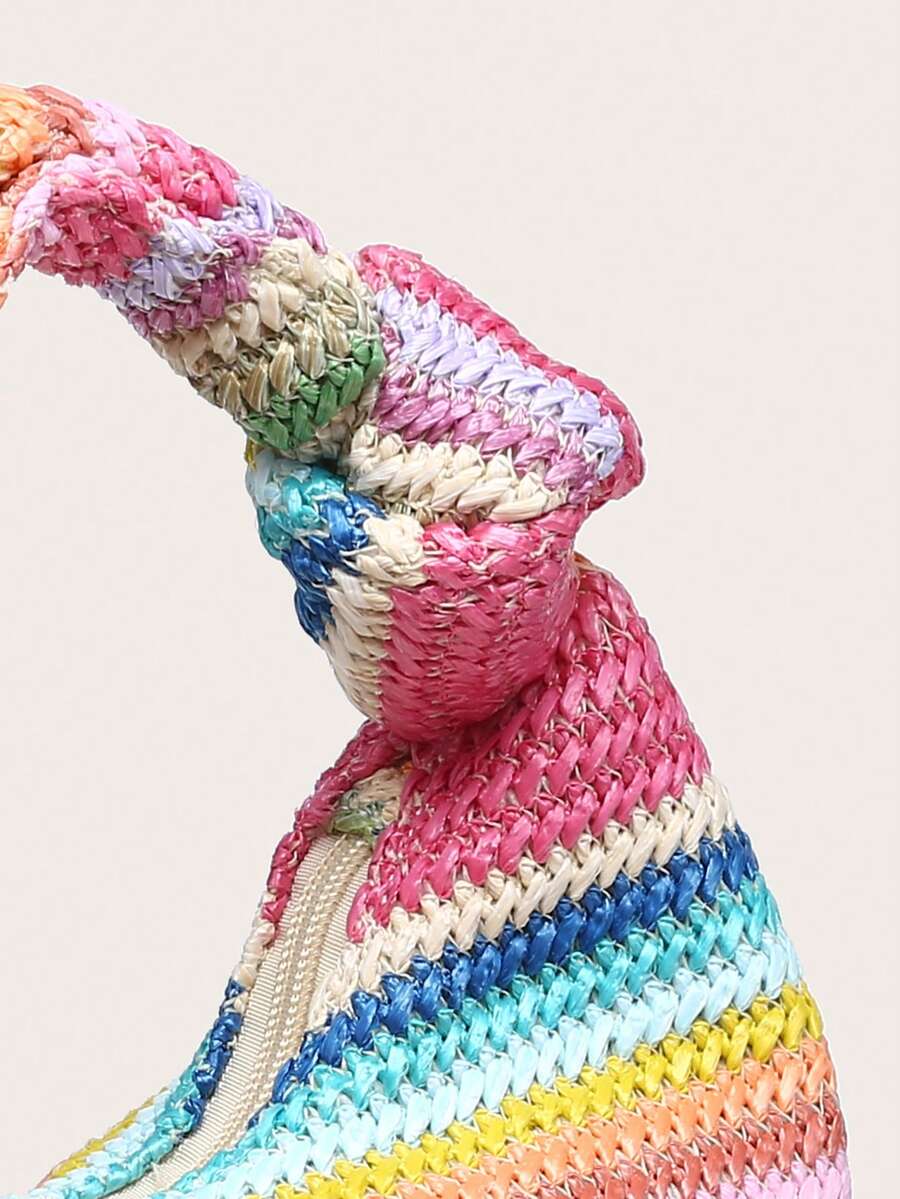 Isola Rainbow Woven-Look Handbag – Knotted Crescent Bag — Knotted handle and weave detail