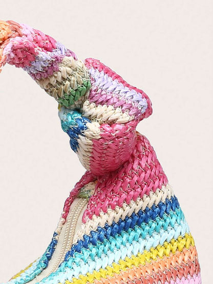 Isola Rainbow Woven-Look Handbag – Knotted Crescent Bag — Knotted handle and weave detail