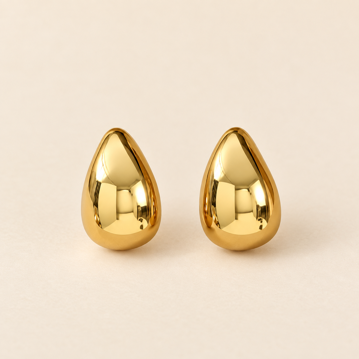 Goutte Gold-Tone Teardrop Stud Earrings – Sculpted Everyday Pair