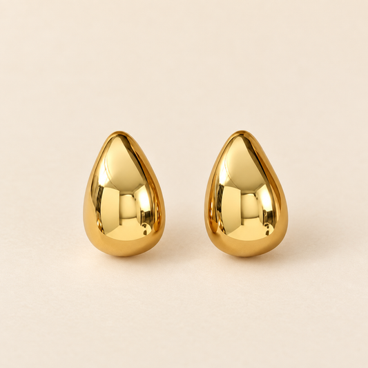 Goutte Gold-Tone Teardrop Stud Earrings – Sculpted Everyday Pair