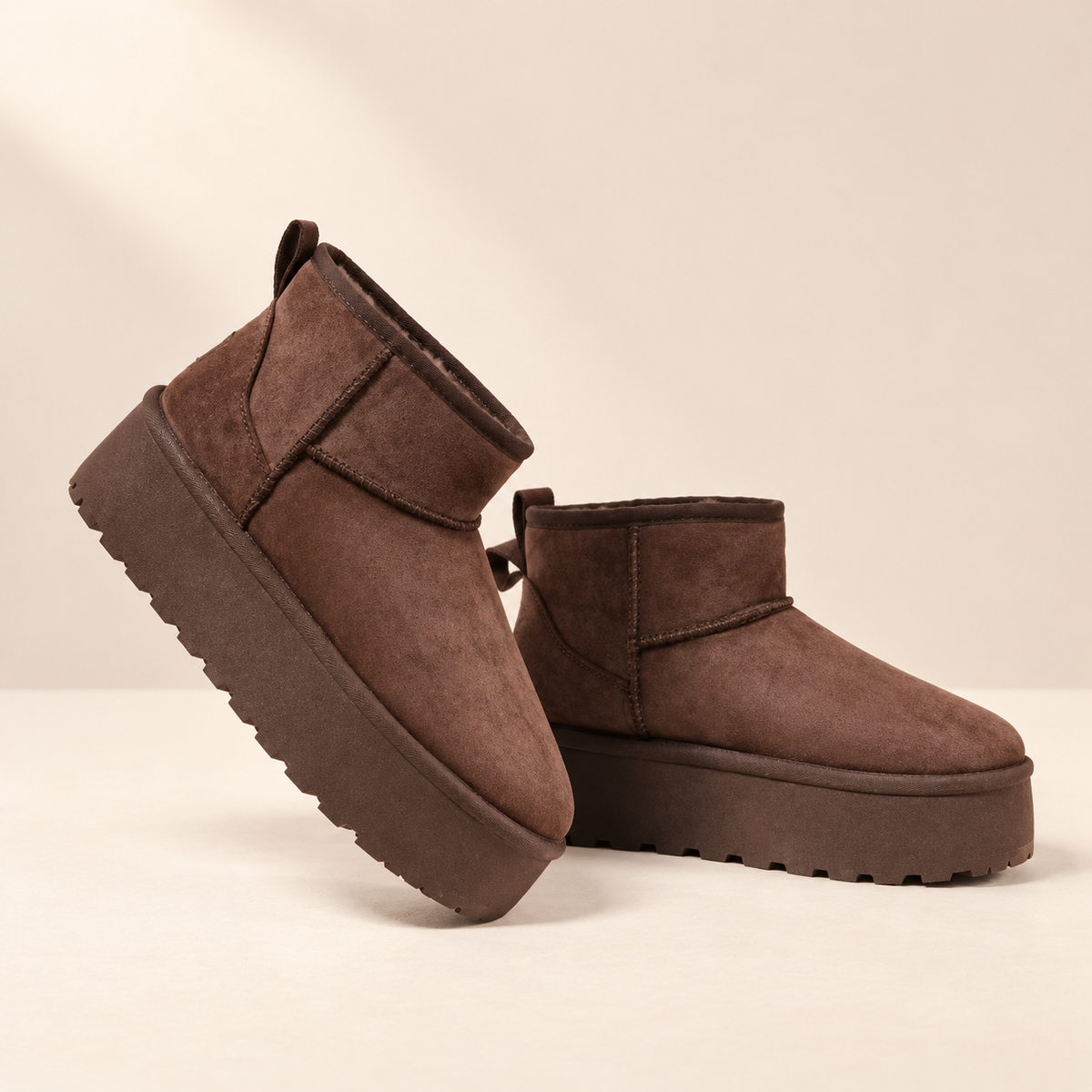 Brinelle Fur-Lined Platform Snow Boots — Saint & Rose studio photograph on warm ivory background
