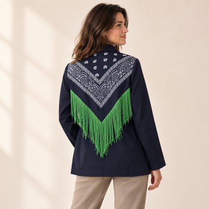 Marvella Printed Tassel Blazer — Saint & Rose studio photograph on warm ivory background