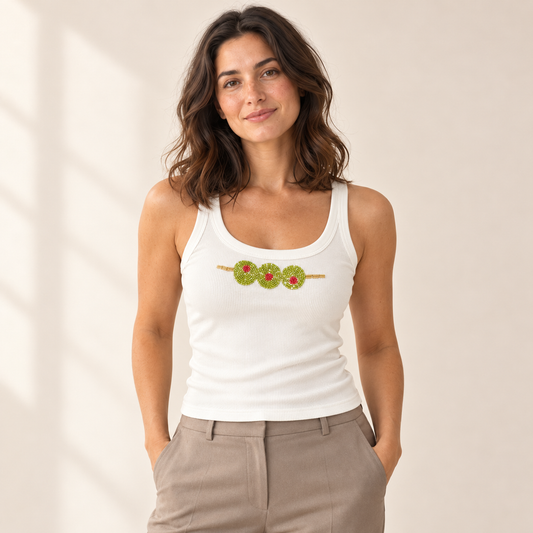Pearline Beaded Crop Tank Top — Saint & Rose studio photograph on warm ivory background