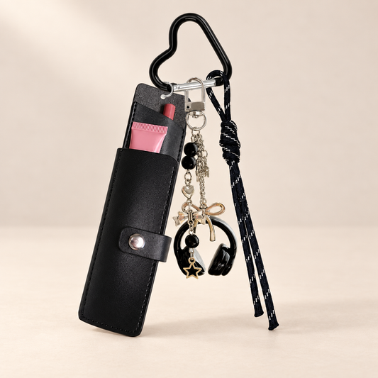 Stellabow Lipstick Holder Bag Charm — Saint & Rose studio photograph on warm ivory background